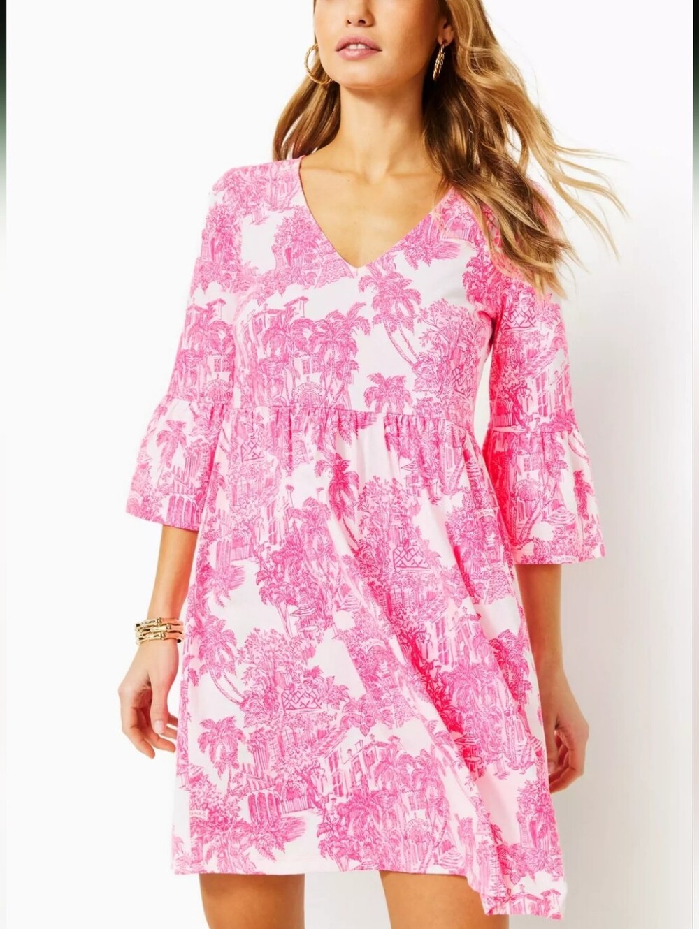 Lilly Pulitzer Jannie V-Neck Pima Cotton Dress Size Large Nwt - Picture 8 of 11